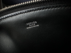 Bolide 25cm, Imported Epsom Grained Leather, CC89 Noir Black with Silver Hardware.