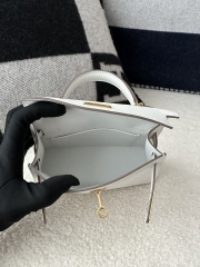 Kelly Mini II, Imported Epsom Grained Leather, M4 Gris Pale with Gold Hardware, Top-Quality Hand-Stitched with Waxed Thread