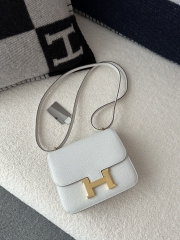 Constance 18cm, Classic Style, Imported Epsom Grained Leather, M4 Gris Pale with Gold Hardware.