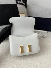 Constance 18cm, Classic Style, Imported Epsom Grained Leather, M4 Gris Pale with Gold Hardware.