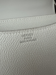 Constance 18cm, Classic Style, Imported Epsom Grained Leather, M4 Gris Pale with Silver Hardware.