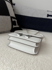 Constance 18cm, Classic Style, Imported Epsom Grained Leather, M4 Gris Pale with Silver Hardware.