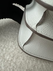 Constance 18cm, Classic Style, Imported Epsom Grained Leather, M4 Gris Pale with Silver Hardware.