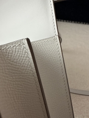 Constance 18cm, Classic Style, Imported Epsom Grained Leather, M4 Gris Pale with Silver Hardware.
