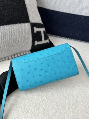 Constance To Go Crossbody Wallet, Imported Klein Karoo Ostrich Skin, CK79 Aqua with Silver Hardware.