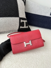 Constance To Go Crossbody Wallet, Imported Original Luxe Lizard Skin, I6 Rose Extreme (Vibrant Pink) with Silver Hardware.