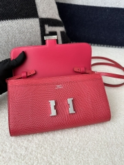 Constance To Go Crossbody Wallet, Imported Original Luxe Lizard Skin, I6 Rose Extreme (Vibrant Pink) with Silver Hardware.