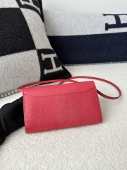 Constance To Go Crossbody Wallet, Imported Original Luxe Lizard Skin, I6 Rose Extreme (Vibrant Pink) with Silver Hardware.
