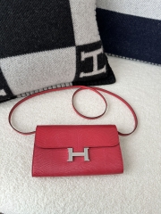 Constance To Go Crossbody Wallet, Imported Original Luxe Lizard Skin, I6 Rose Extreme (Vibrant Pink) with Silver Hardware.