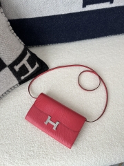 Constance To Go Crossbody Wallet, Imported Original Luxe Lizard Skin, I6 Rose Extreme (Vibrant Pink) with Silver Hardware.
