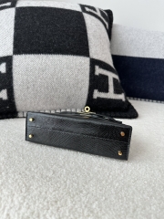 Mini Kelly II, Lizard, Imported Original Luxe Lizard Skin, CC89 Noir (Black) with Gold Hardware.