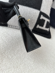 Mini Kelly II, Lizard, Imported Original Luxe Lizard Skin, CC89 Noir (Black) with Gold Hardware.