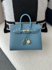Birkin 25cm, Imported Epsom Grained Leather, CC75 Blue Jean (Denim Blue) with Gold Hardware.
