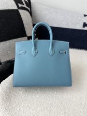 Birkin 25cm, Imported Epsom Grained Leather, CC75 Blue Jean (Denim Blue) with Gold Hardware.