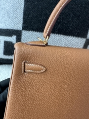 Kelly 25cm, Imported Togo Leather, CC37 Gold (Golden Brown) with Gold Hardware.