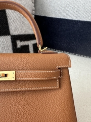 Kelly 25cm, Imported Togo Leather, CC37 Gold (Golden Brown) with Gold Hardware.