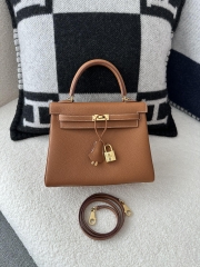 Kelly 25cm, Imported Togo Leather, CC37 Gold (Golden Brown) with Gold Hardware.