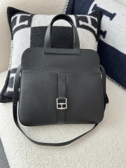Halzan 31cm, Imported Clemence Leather, CK89 Noir (Black) with Silver Hardware.