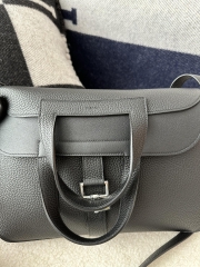 Halzan 31cm, Imported Clemence Leather, CK89 Noir (Black) with Silver Hardware.