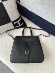 Halzan 31cm, Imported Clemence Leather, CK89 Noir (Black) with Silver Hardware.