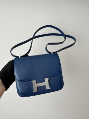 Constance 19cm New Mirror Edition, Imported Lizard Leather, CK73 Bleu Sapphire (Sapphire Blue) with Silver Hardware.