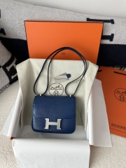 Constance 19cm New Mirror Edition, Imported Lizard Leather, CK73 Bleu Sapphire (Sapphire Blue) with Silver Hardware.