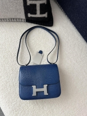 Constance 19cm New Mirror Edition, Imported Lizard Leather, CK73 Bleu Sapphire (Sapphire Blue) with Silver Hardware.