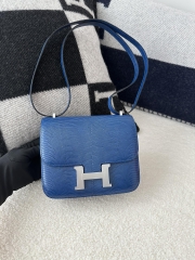 Constance 19cm New Mirror Edition, Imported Lizard Leather, CK73 Bleu Sapphire (Sapphire Blue) with Silver Hardware.