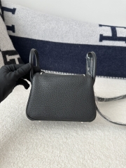 Lindy Mini in Imported Tc Clemence Leather, CK89 Noir (Black) with Silver Hardware.