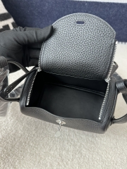Lindy Mini in Imported Tc Clemence Leather, CK89 Noir (Black) with Silver Hardware.