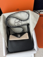Lindy Mini in Imported Tc Clemence Leather, CK89 Noir (Black) with Silver Hardware.