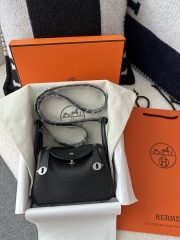 Lindy Mini in Imported Tc Clemence Leather, CK89 Noir (Black) with Silver Hardware.