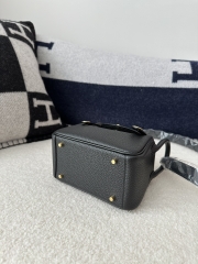 Lindy Mini in Imported Tc Clemence Leather, CC89 Noir (Black) with Gold Hardware.