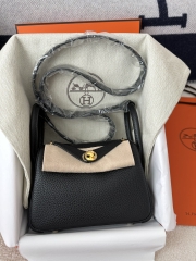 Lindy Mini in Imported Tc Clemence Leather, CC89 Noir (Black) with Gold Hardware.