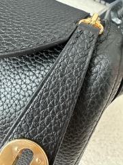 Lindy Mini in Imported Tc Clemence Leather, CC89 Noir (Black) with Gold Hardware.