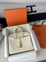 Birkin 25cm in Imported Swift Leather, I2 Nata (Cream White) with Gold Hardware.