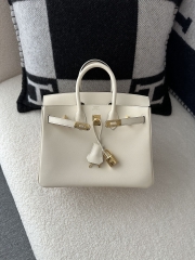 Birkin 25cm in Imported Swift Leather, I2 Nata (Cream White) with Gold Hardware.