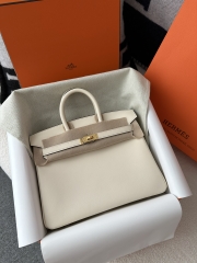 Birkin 25cm in Imported Swift Leather, I2 Nata (Cream White) with Gold Hardware.