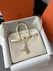 Birkin 25cm in Imported Swift Leather, I2 Nata (Cream White) with Gold Hardware.