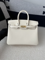 Birkin 25cm in Imported Swift Leather, I2 Nata (Cream White) with Gold Hardware.