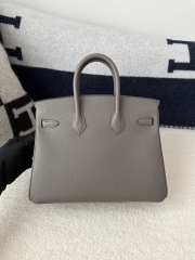 Birkin 25cm in Imported Togo Leather, 8F Etain (Gray) with Silver Hardware.