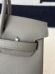 Birkin 25cm in Imported Togo Leather, 8F Etain (Gray) with Silver Hardware.