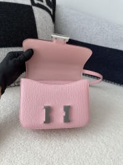 Constance 18cm New Mirror Version in Imported Chevre Goat Leather, 3Q Pink with Silver Hardware
