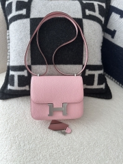 Constance 18cm New Mirror Version in Imported Chevre Goat Leather, 3Q Pink with Silver Hardware