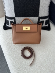 2424 Mini 21cm in Imported Evercolor and Swift Leather, CC37 Gold with Gold Hardware