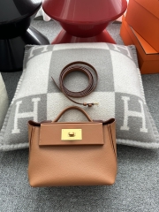 2424 Mini 21cm in Imported Evercolor and Swift Leather, CC37 Gold with Gold Hardware