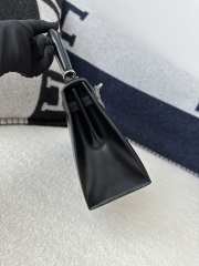 Kelly 25cm in Imported Box Calfskin, CK89 Noir Black with Silver Hardware