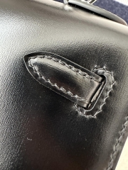 Kelly 25cm in Imported Box Calfskin, CK89 Noir Black with Silver Hardware