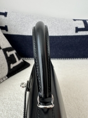 Kelly 25cm in Imported Box Calfskin, CK89 Noir Black with Silver Hardware