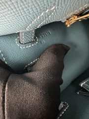 Kelly 25cm in imported Epsom grained leather, CC75 Blue Jean (denim blue) with gold hardware.